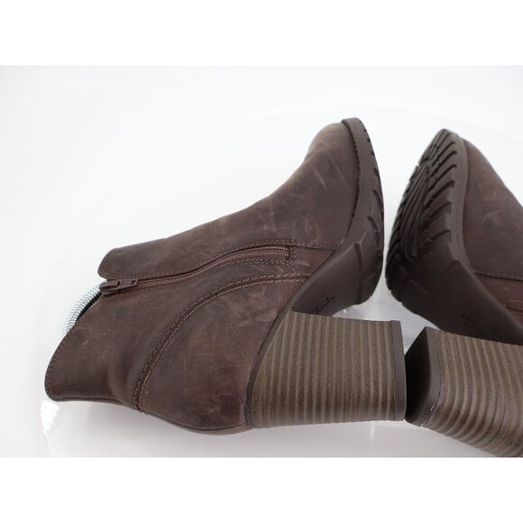 Clarks Women's Verona Trish Boot Size 9 Block Heel Bootie Brown Leather Comfy - Picture 7 of 12